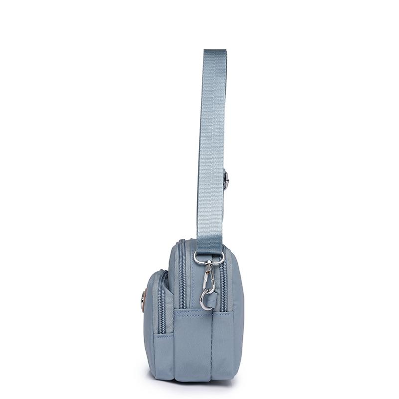 Borsa piccola da donna, borsa a tracolla, in nylon, quadrata, multitasche, tinta unita