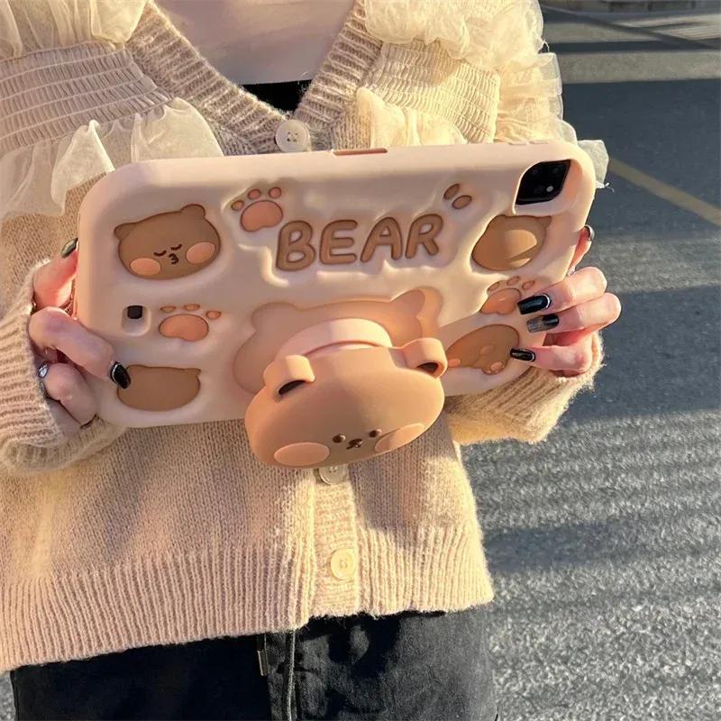 Cute Cartoon bear Case for iPad Pro 11 inch 2022 2021 2020 Silicone Tablet Cover Stand For iPad 9.7 5th 6th 10.2 9th 8th 7th 10 10th ipad mini Funda