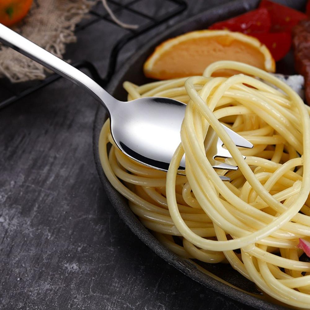 Picnic Long Handle Stainless Steel Dinnerware Outdoor Salad Forks Flatware Dessert Spoons Spork