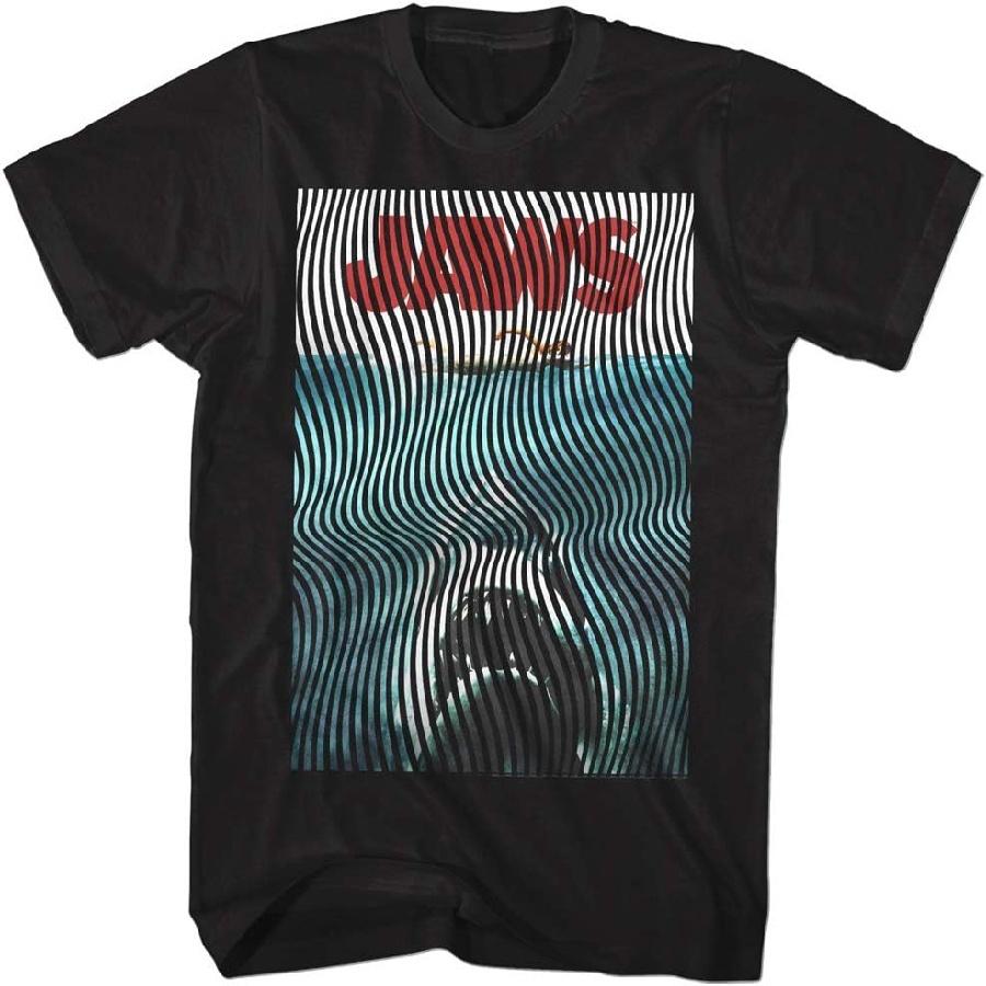 A&E Designs Jaws T-Shirt Curved Lines Movie Poster Black Tee XXXXXL чёрный