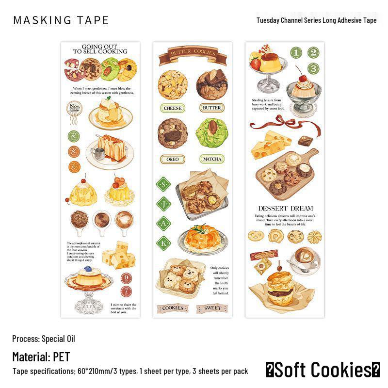 

Infeel.Me Retro Ins Bread Dessert Planner Oil Tape - Tuesday Series PET Long Strip