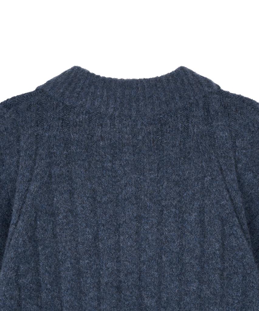 Idws Wave Line Boucle Collar Knit Blue