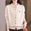 Women's Lapel Knit Cardigan - Chic, Versatile Spring/Autumn Jacket, Slimming Loose Fit, Ideal for Middle-Aged and Elderly Moms
