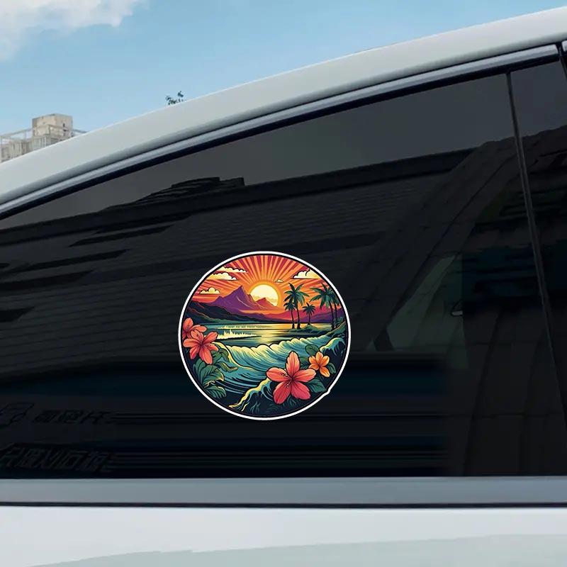 Hawaiianische Strand Autoaufkleber Wasserdichte Vinyl-Abziehbilder Auto Karosserie Fenster Stoßstange Dekor Motorrad Helm Aufkleber TM132