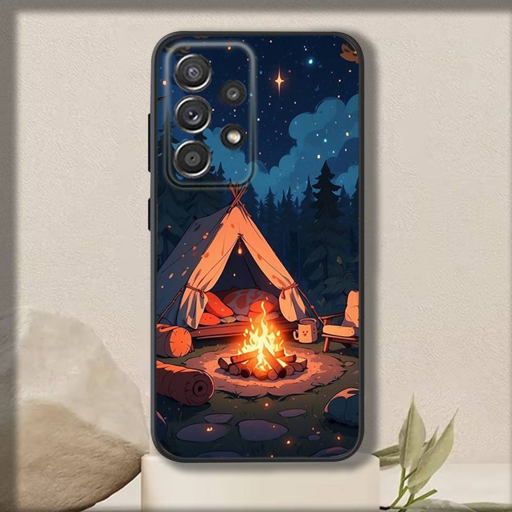 Outdoor Campings Phone Case For Samsung S 25,24,23,22,30,21,10,9,Ultra,Plus,Lite,FE,4,5 G Soft Black Case