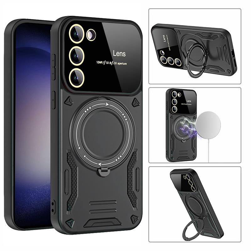 Armor Shockproof Phone Case For Samsung Galaxy S20 S21 FE S22 S23 S24 S25 Edge Anti-Fall Finger Ring Holder Magnetic Cover Capa