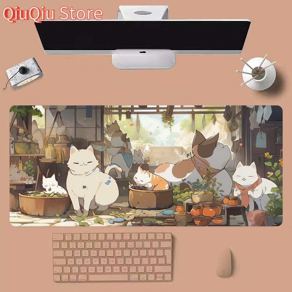 Cute Cat Mousepad Large Gaming Compute Gamer PC Keyboard Mouse Mat