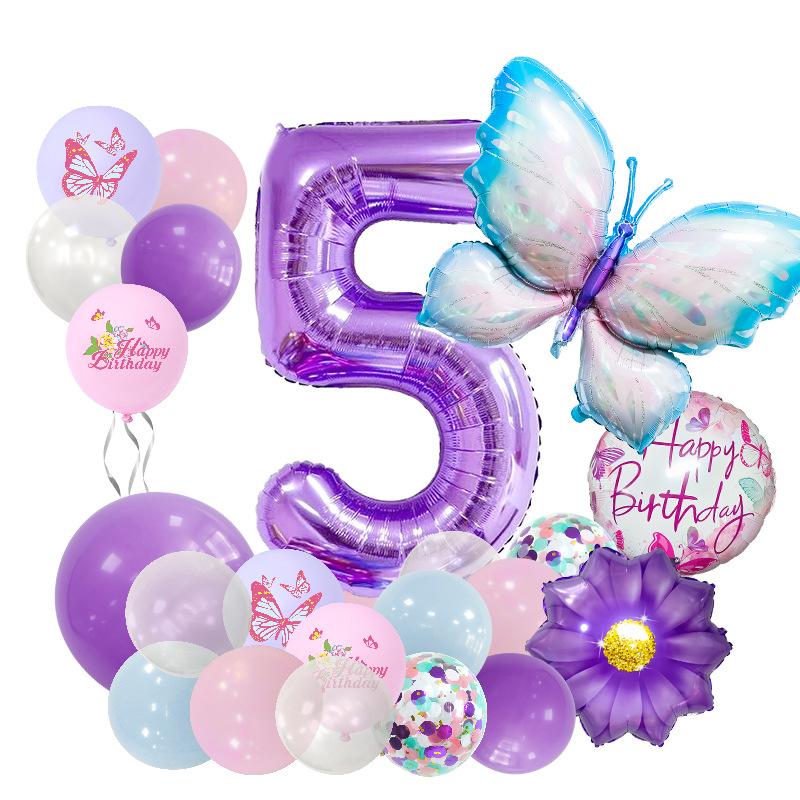 Ice Blue Butterfly Balloon Set Sex Reveal Birthday Party Arrangement Guiding Post Digital Latex Balloon Party