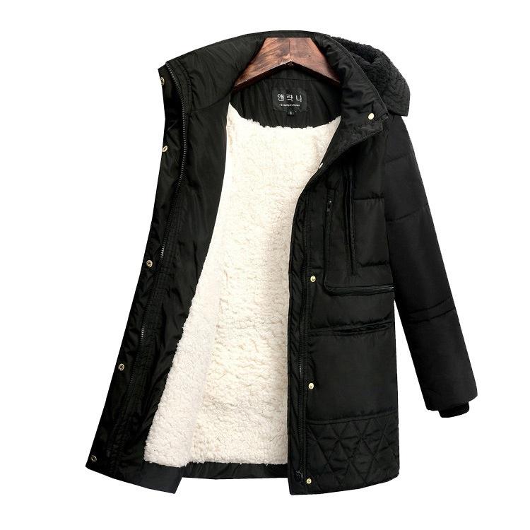 Ankomst Vinter Dammode Hooded Ytterkläder Förtjockad varm jacka kappa