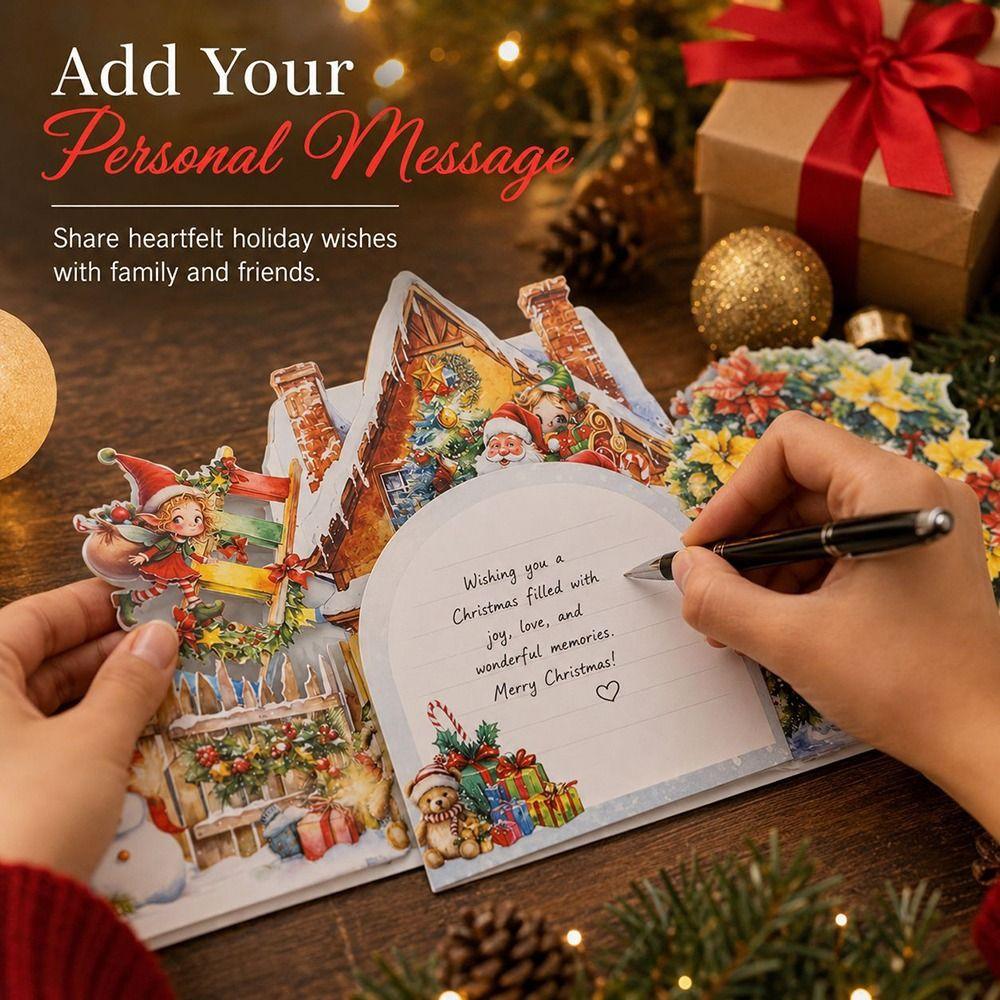3D Cartoon Christmas Greeting Cards Multicolor 3D Christmas Card  Christmas Season