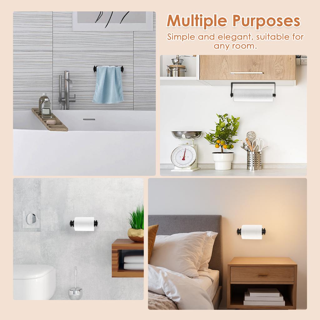 2Pcs Paper Towel Holder Stainless Steel Wall-mounted Kitchen Roll Holder Square Paper Towel Rack Under Cabinet for Home Bathroom