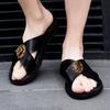 Fashion New style flip-flops for men Cowhide casual slippers  designer leather beach shoes women's Plus size 46, 47 sandals women