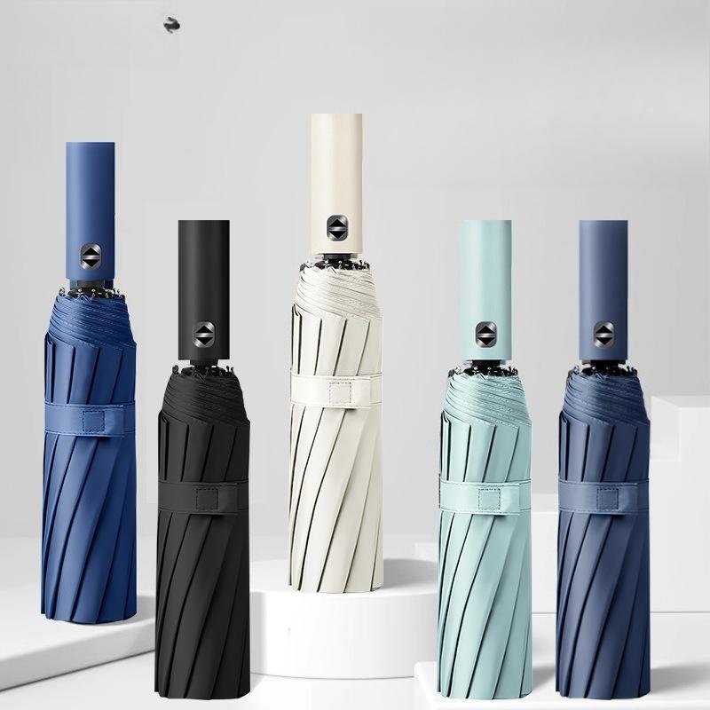Automatisk Åpne Sammenleggbar Paraply - Stor, Forsterket, Dobbelt Formål Sol & Regn, UV-Beskyttet, Unisex