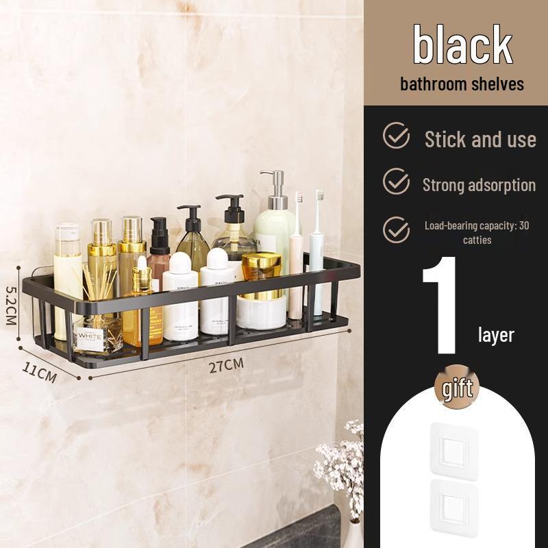 No-Drill Wall-Mounted Bathroom Storage Rack for Dormitories