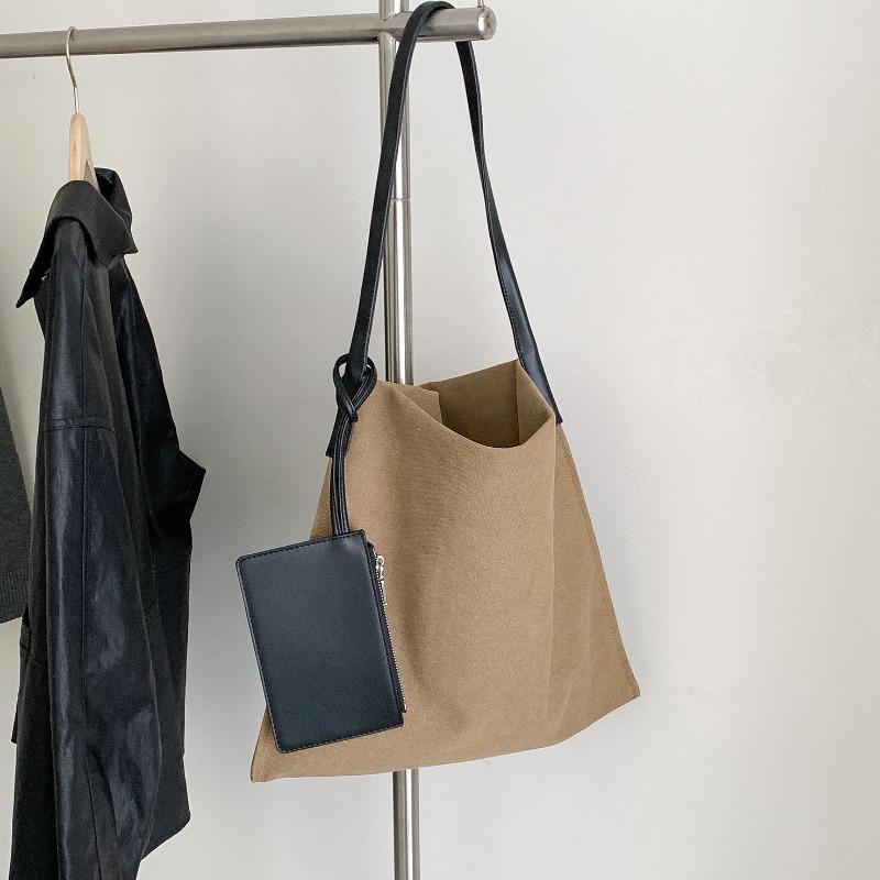 Canvas bag Lazy wind splicing tote bag Commuter large capacity New fashion Mother and child shoulder bag Women