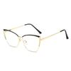Fashion cat eye flat mirror trendy ultra-light glasses frame retro color-changing anti-blue glasses metal color-changing glasses