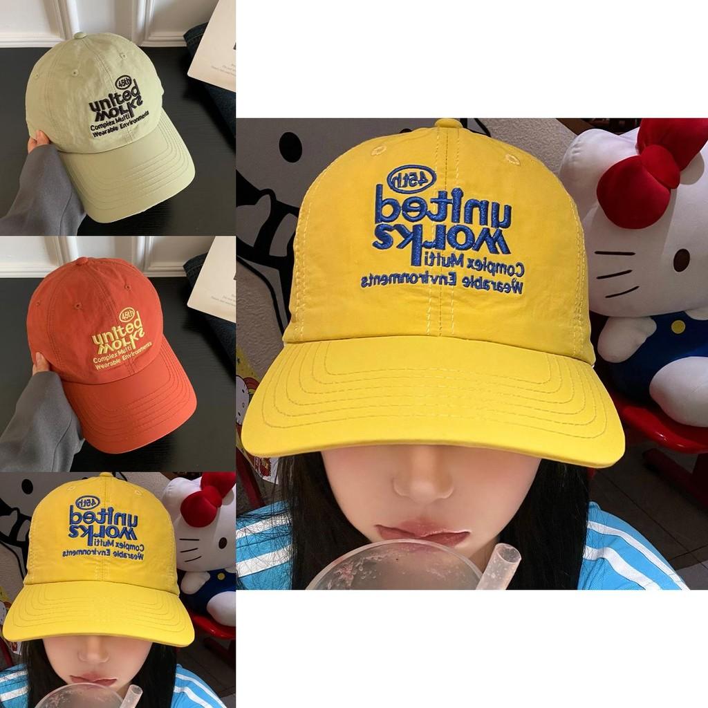 Trendy Korean Style Yellow Baseball Cap With Breathable Fabric For Spring Fashion