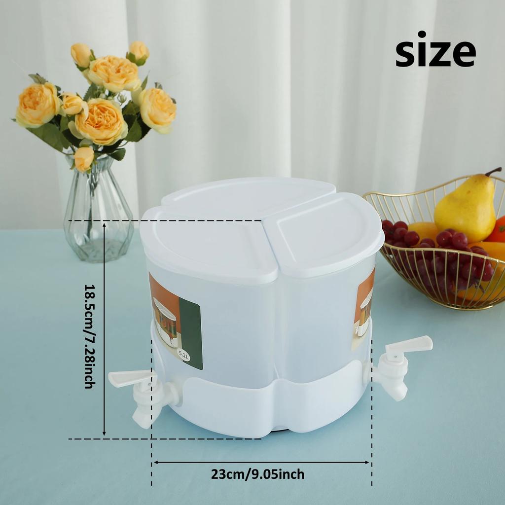 5.1L Drink Dispenser with Faucet 360° Rotatable Juice Jug Dispenser 3 Compartment Removable Beverage Dispenser Juice Dispenser