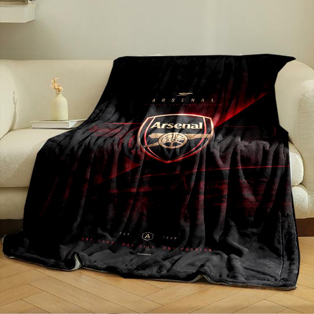 Arsenal Logo Black Designed Flannel blanket for bedroom, living room, sofa, and nap