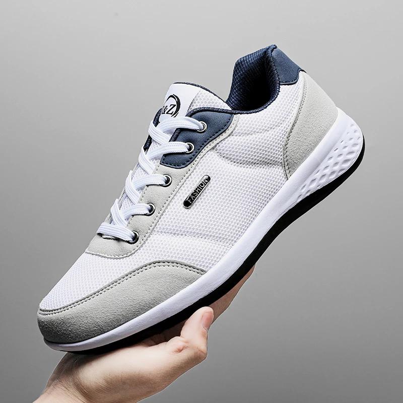 Herrenschuhe, Mesh Freizeitschuhe, Leder Schnürer Casual Sportschuhe, Outdoor Abriebfeste Vulkanisierte Schuhe, Hochwertige Herrenschuhe