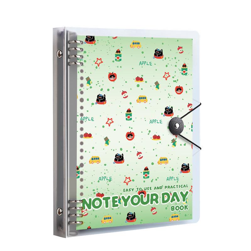 High-Quality A5 Black Cat Loose-Leaf Notebook with Hole-Punched, Thickened Replaceable Core, Perfect for Students - B5 Size