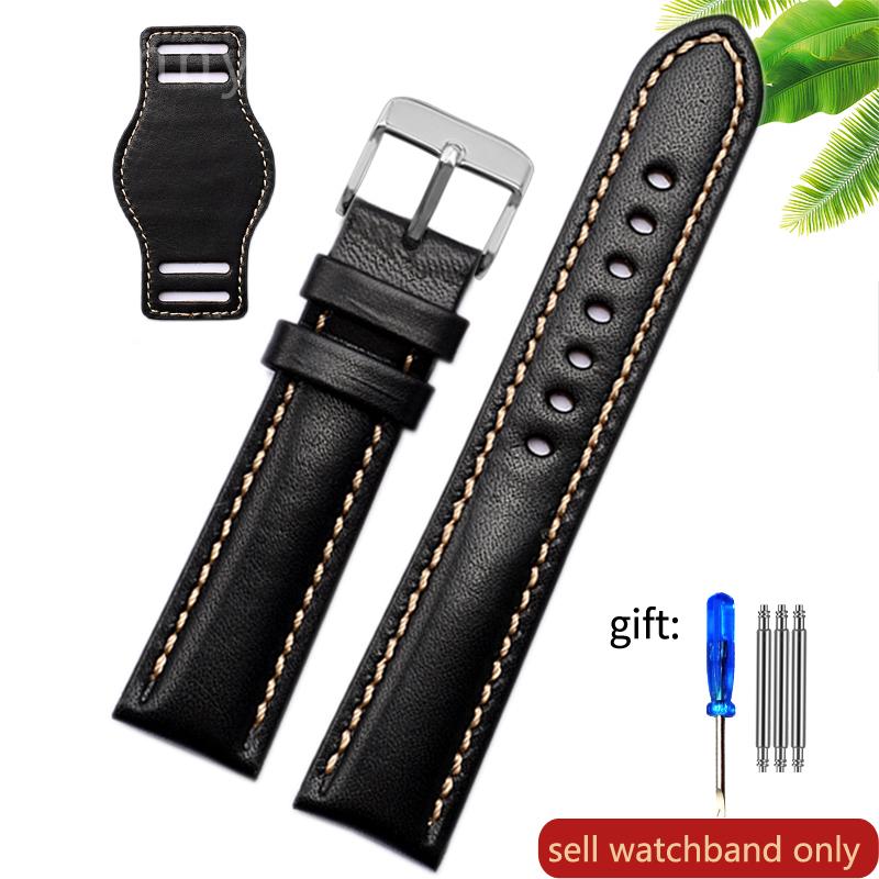 Genuine Leather watch strap for Rolex Green Submariner Omega  timex Vintage plus Tray Men Watch Band 20 22mm