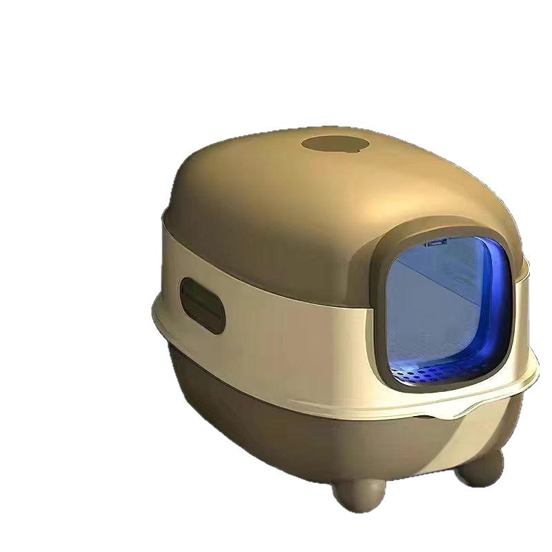 Automatic Extra-Large Enclosed Cat Litter Box: Odor & Splash Proof Space Capsule Odor-Proof - Space Gray