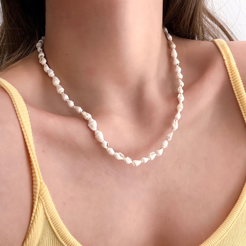 Natural Small Seashell Necklace – Handmade Beaded Choker – Summer Beach Style Versatile Accessory