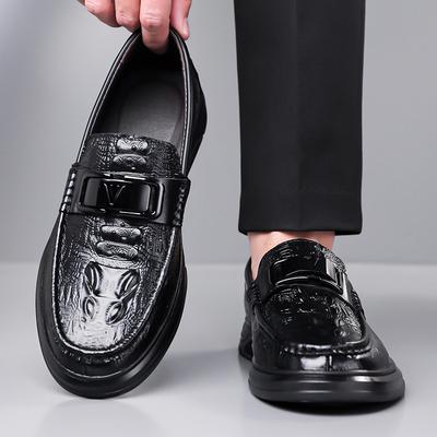 Fashion Brand's New Top Layer Cowhide Men's Comfortable Formal Leather Shoes Classic Black Mens Crocodile Leather Business Leather Shoes