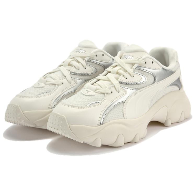 Puma Pulsar Lite Shimmery Women Sneakers Cream Warm-White Silver 403720-01