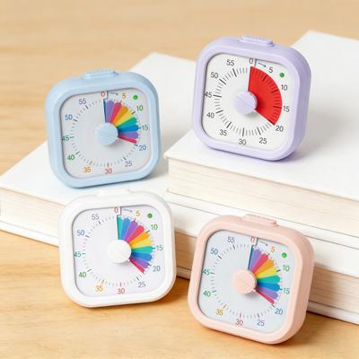 Visual Timer for Kids 60 Minute Rainbow Countdown with Silent Pause Function Dual Sound Light Reminder Child-Friendly Portable Timer