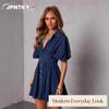 JPNTKY Fashion Summer Spring Solid Color Print Short Sleeve Casual Dresses