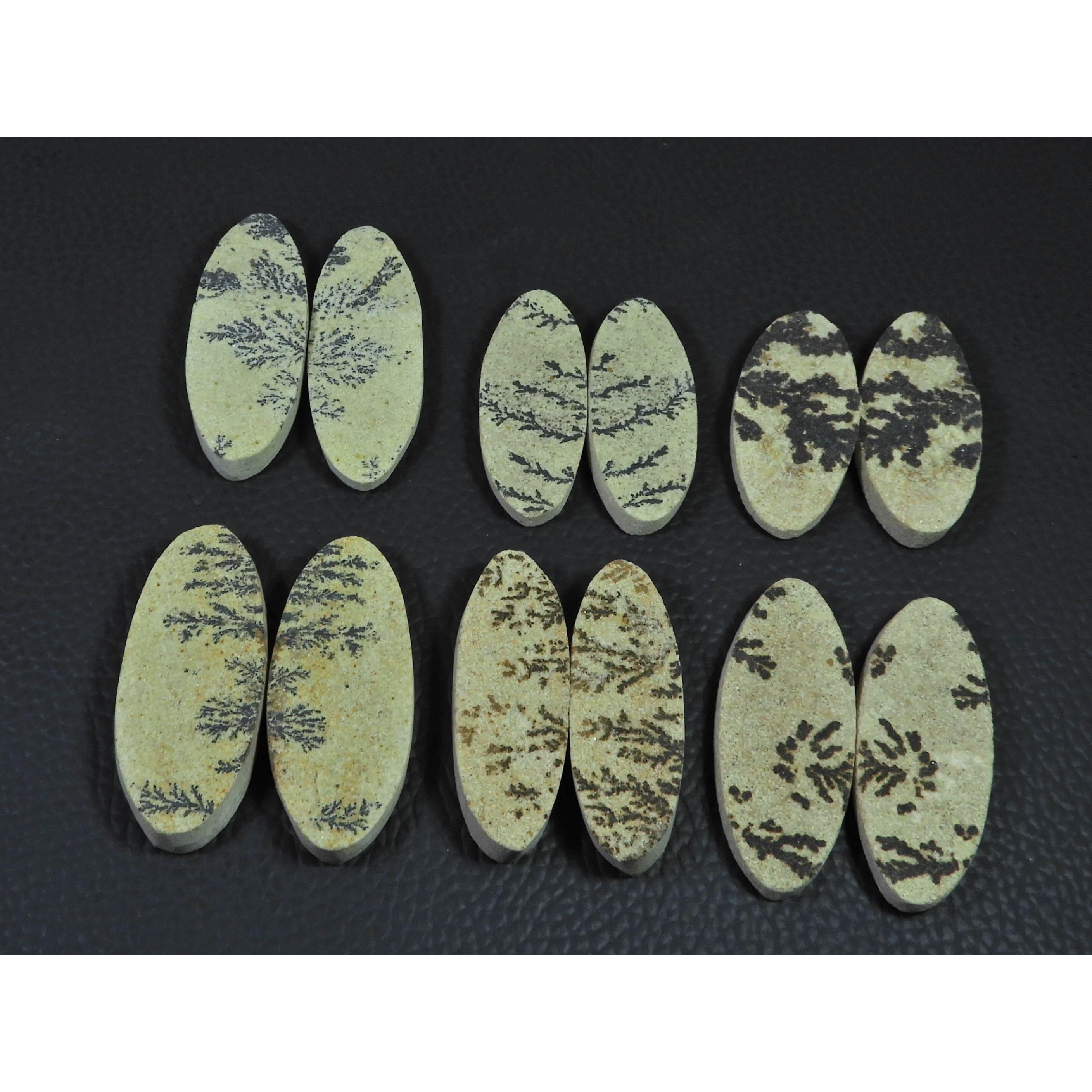 Natural Psilomelane Germane Dendrite Matched Pair Loose Gemstone 06 Pair Lot C-2177