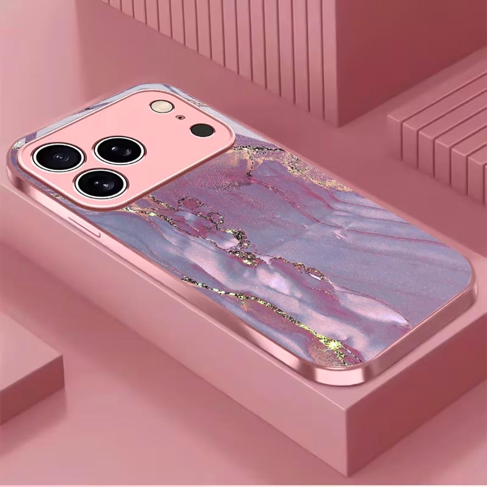 Cool Pink  Phone Case High-end Phone Case Electroplated Glass TPU PhoneCase for iPhone 17 16 15 14 13 12 11pm Pro Plus