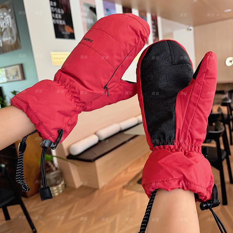 Snowboard Ski Gloves Men's and Women's Outdoor Windproof and Waterproof Inner Five-finger Stewed Finger Warm Gloves Non-slip
