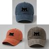Small Black Cat Print Cotton Baseball Cap With Sun Protection For Casual Outdoor Activities