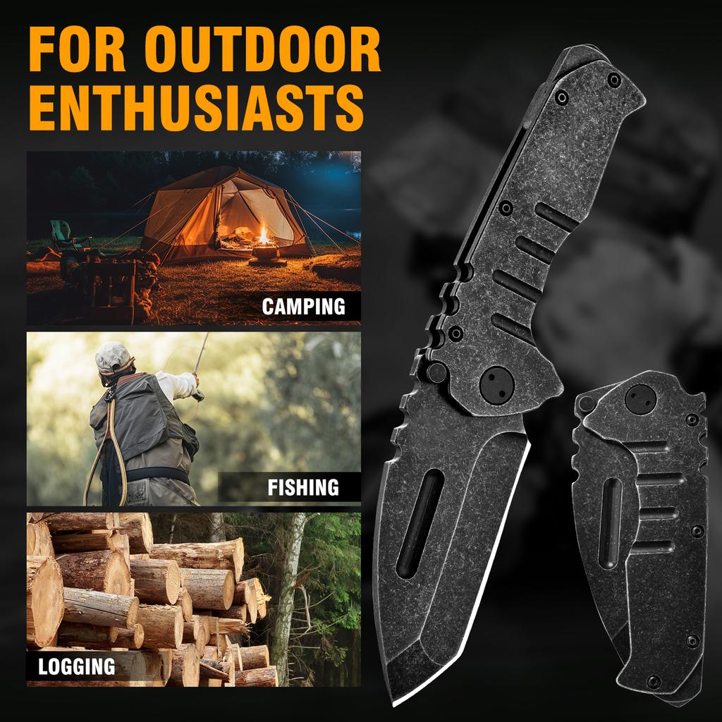 A One-Handed Quick-Opening Folding Knife Made of Stainless Steel, Suitable for Outdoor Camping, Hiking, Fishing