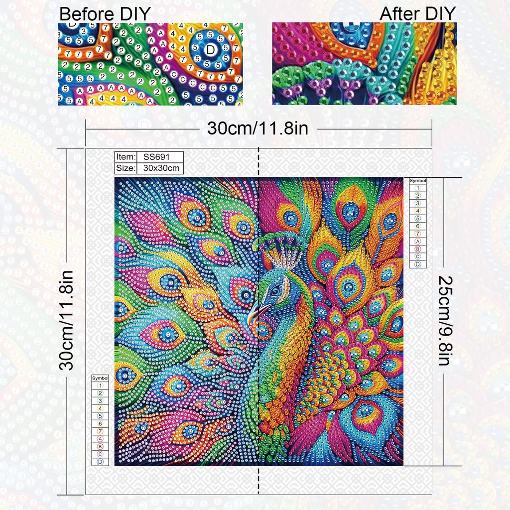 Animal Special Shaped 5D DIY Partial Drill Diamond Painting Kits for Adults DIY Gift Home Decor Diamond Dots Paintings 30x30cm