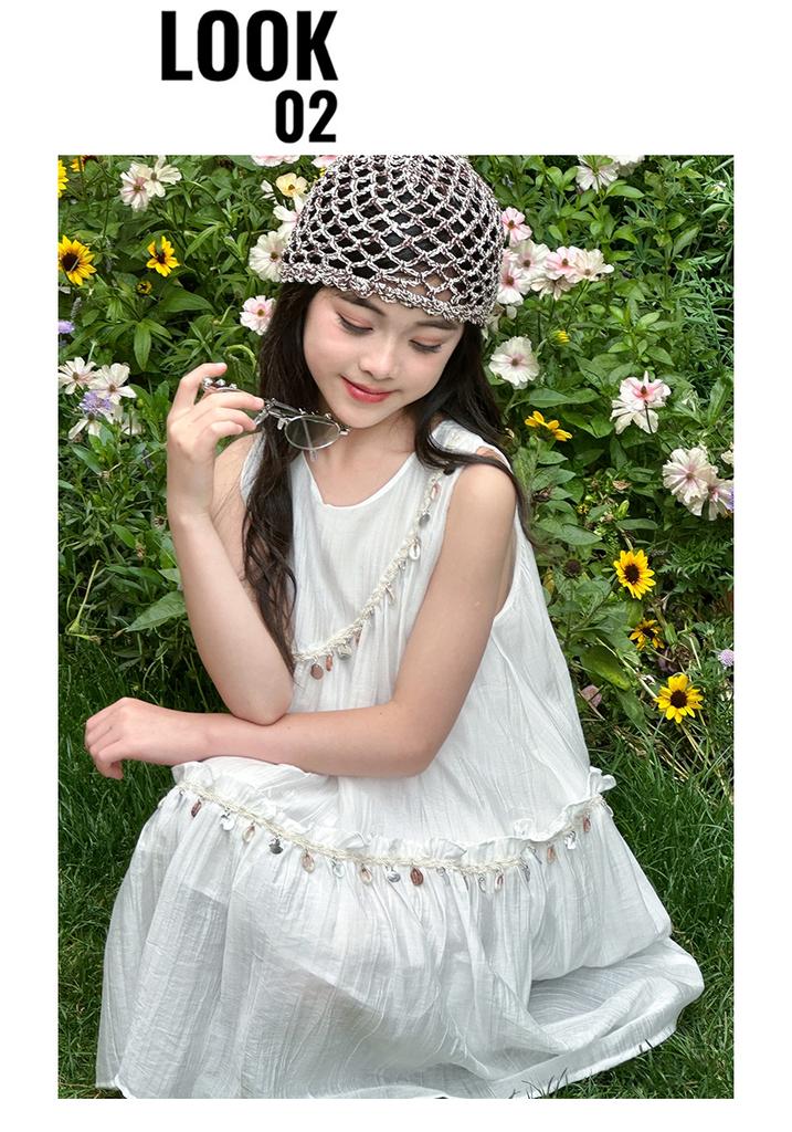 Girls' Summer Dress 2026 New Style Little Girls' Summer Princess Dress Big Children's Sleeveless Beach Dress Children's Dress