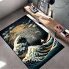 Ocean Wave, Moon and Boat Artistic Design Rug Non-slip Rug Suitable for Living Room and Bedroom Sofas