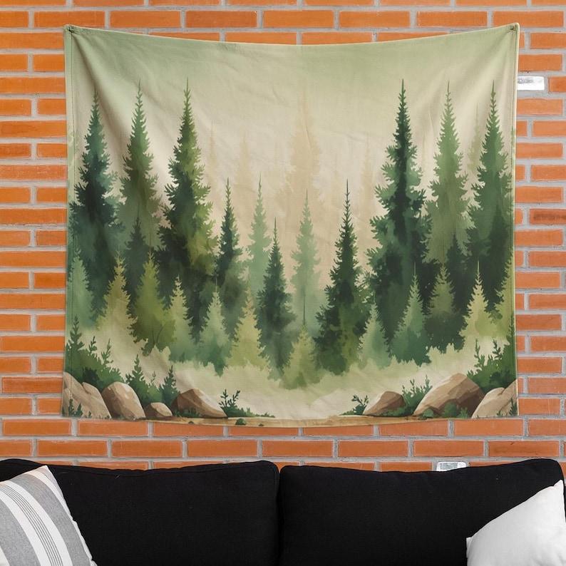 Watercolor Forest tapestry 75x100 чёрный