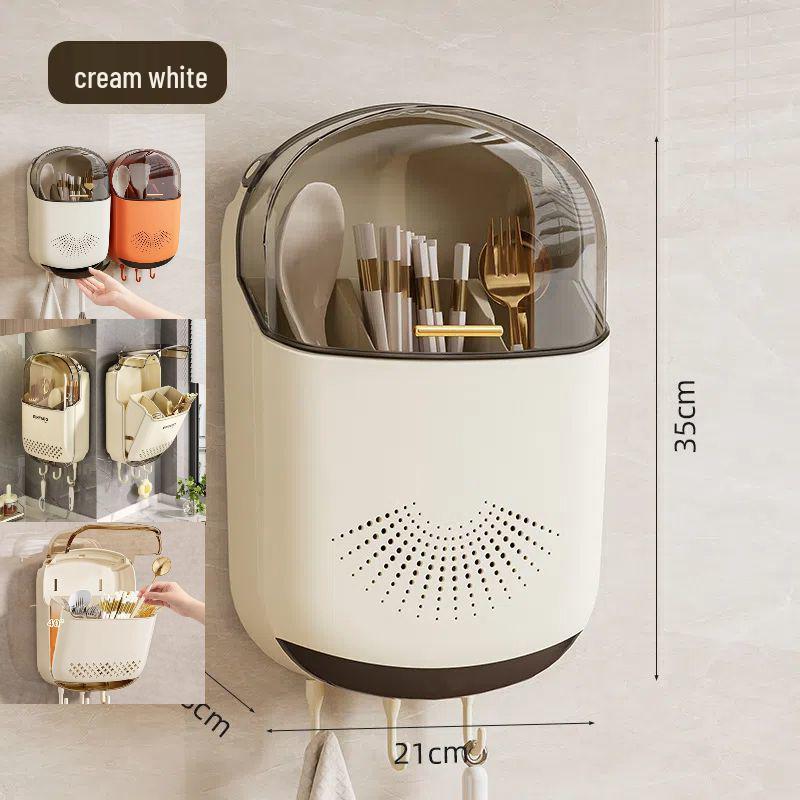 Wall-Mounted Plastic Chopstick and Spoon Holder with Drainage