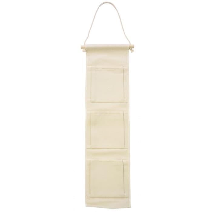3-compartment Cotton Pocket Emptier To Decorate 64cm - Graine Créative Beige