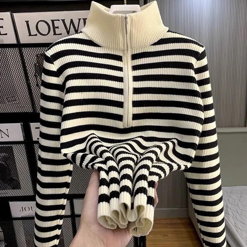 Pullover für Damen Winter Baumwolle Verdickt Warmer Strick Dehnbar Langarm Oversize Jumper Pullover Tops