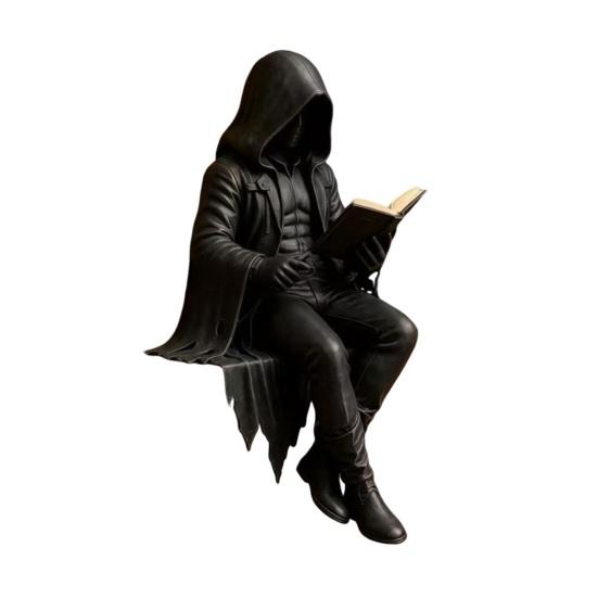 Jijijing Gotische Duistere Fantasie Figuur, Skelet Lezend Boek Beeldje, Academie Huisdecoratie voor Bibliotheek Kantoor Studiekamer Verzamelaar Display Cadeau