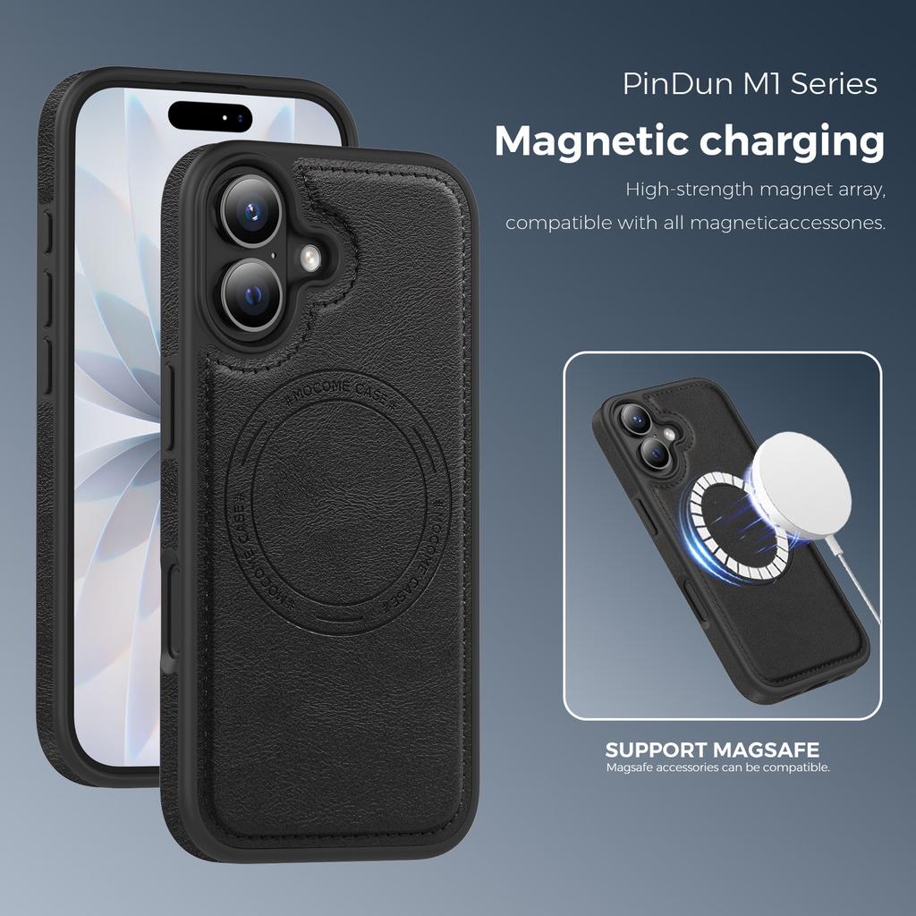 For iPhone 17 Case Compatible with MagSafe Leather Back Phone Cover