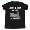 Just A Boy Who Loves Locomotives Steam Train Railway Youth Short Sleeve T-Shirt