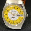 JAPAN MENS VINTAGE CITIZEN AUTOMATIC 8200 YELLOW COLOR DIAL WATCH A500249-2 R151b-a500249