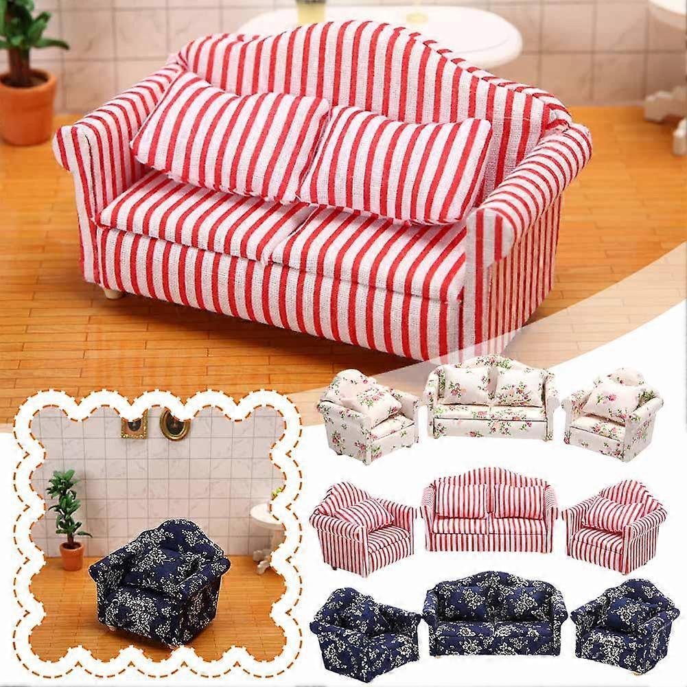 1:12 Scale Doll House Furnitures 3pc Sofa Miniature Doll House