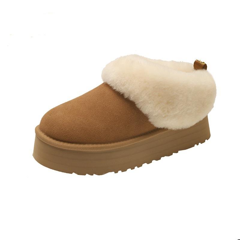Thick-soled Low-top Snow Boots Women's Fur Integrated 2025 New One-pedal Fluffy Winter Thickened Cotton Shoes